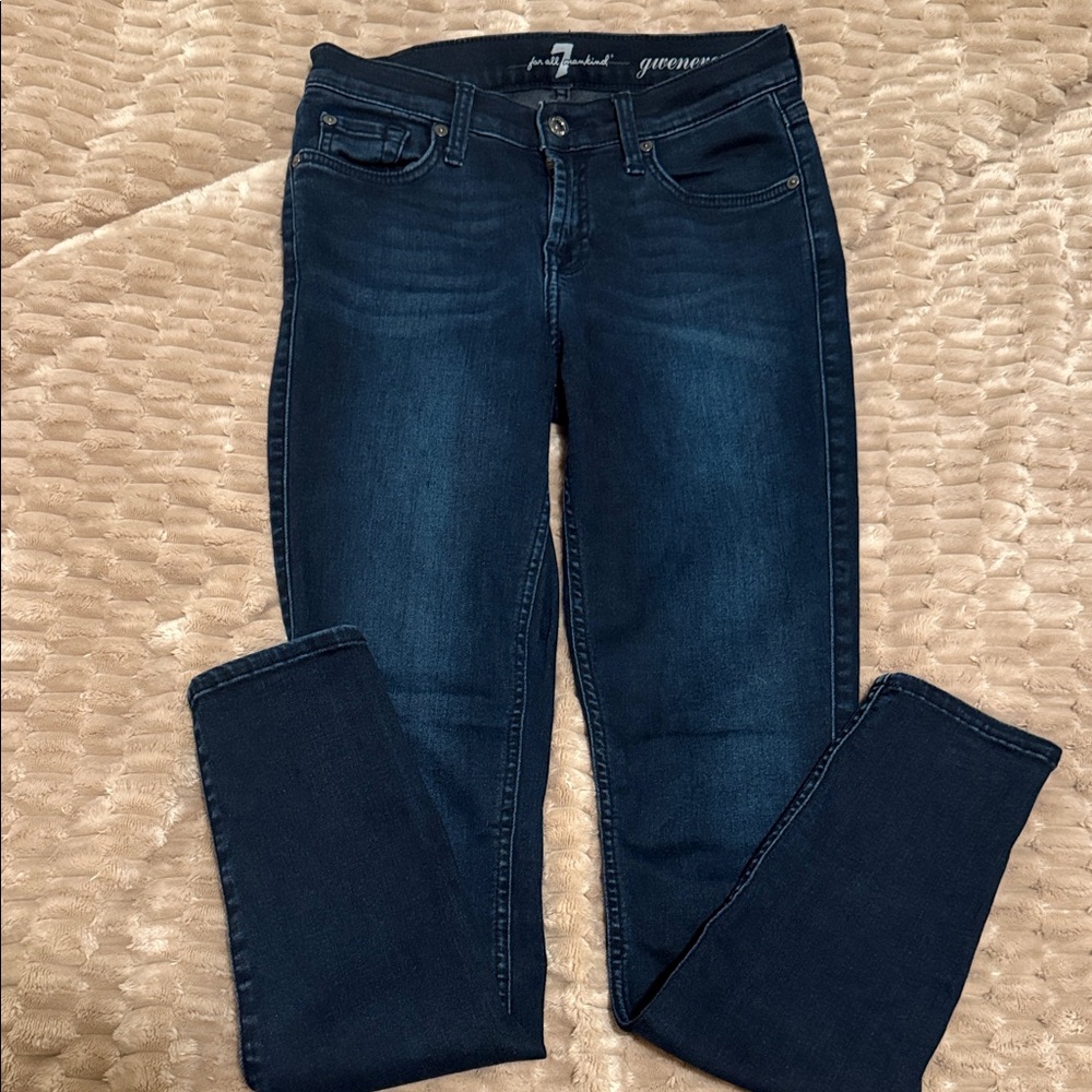 7 For All Mankind Women's Gwenevere Dark Blue Skinny Jeans